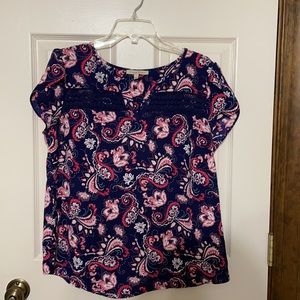 41 Hawthorn Floral Paisley Print Top Sz. Large